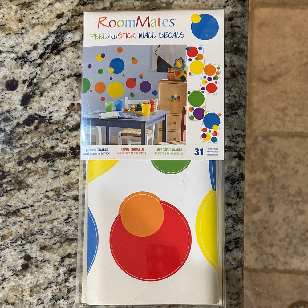 RoomMates Vibrant Circle Wall Decals - Red, Orange, Blue, Green